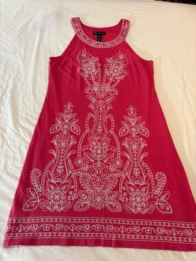 INC International Concepts Pink Sleeveless Embroidered Mini Dress